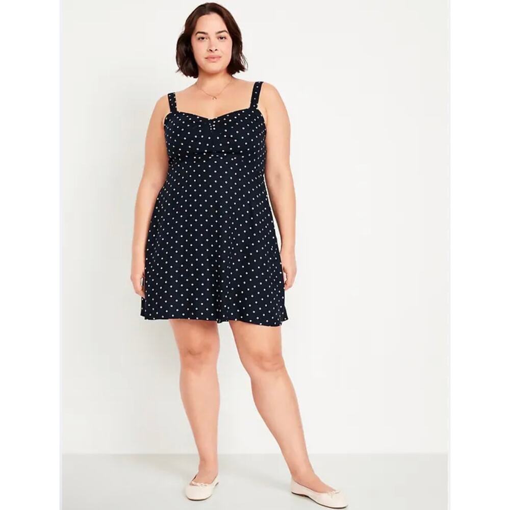 Old Navy Fit & Flare Mini Dress Navy White Polka Dot Women's L Petite Nautical - Picture 1 of 12